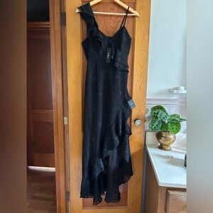 Lulu's Black Asymmetrical Ruffle Dress